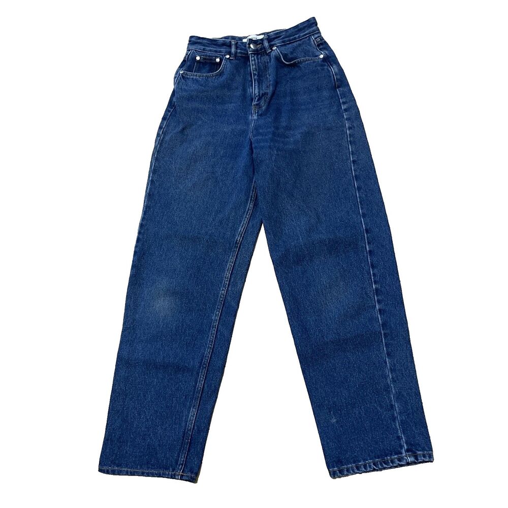 KOTN Jeans Women 0 Blue Denim Designer 90s Mom Jeans Grunge Art Boho 26x28